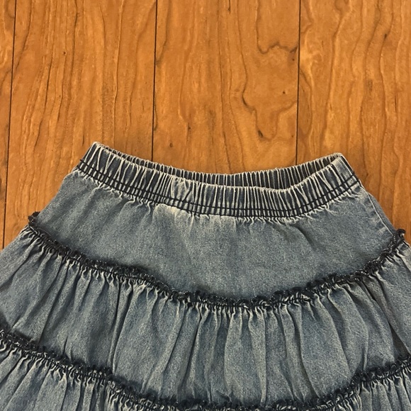 Hanna Andersson Size 4-5 (110) Denim Tiered Skirt Elastic Waist Girl's Cotton - Picture 7 of 8
